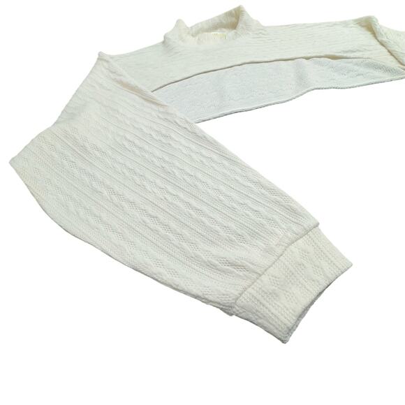 Sugar Moon Ivory / Cream Mock Neck Crop Sweater Women XL - Picture 3 of 5